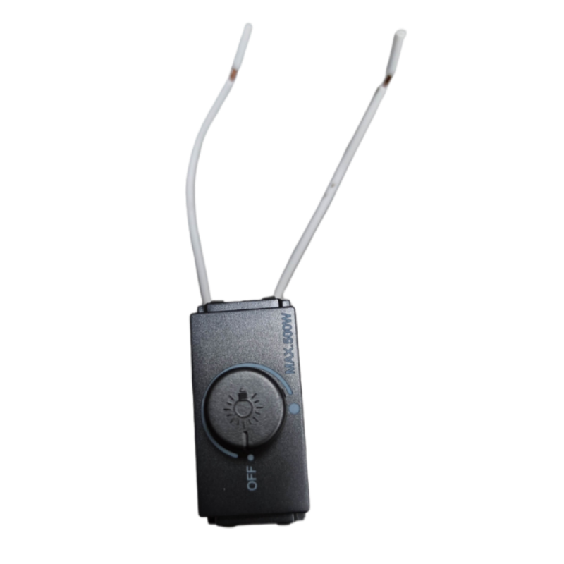 Omni inline black 500W Dimmer Switch 220V DDM-502G with rotary knob and two white wires for lamps