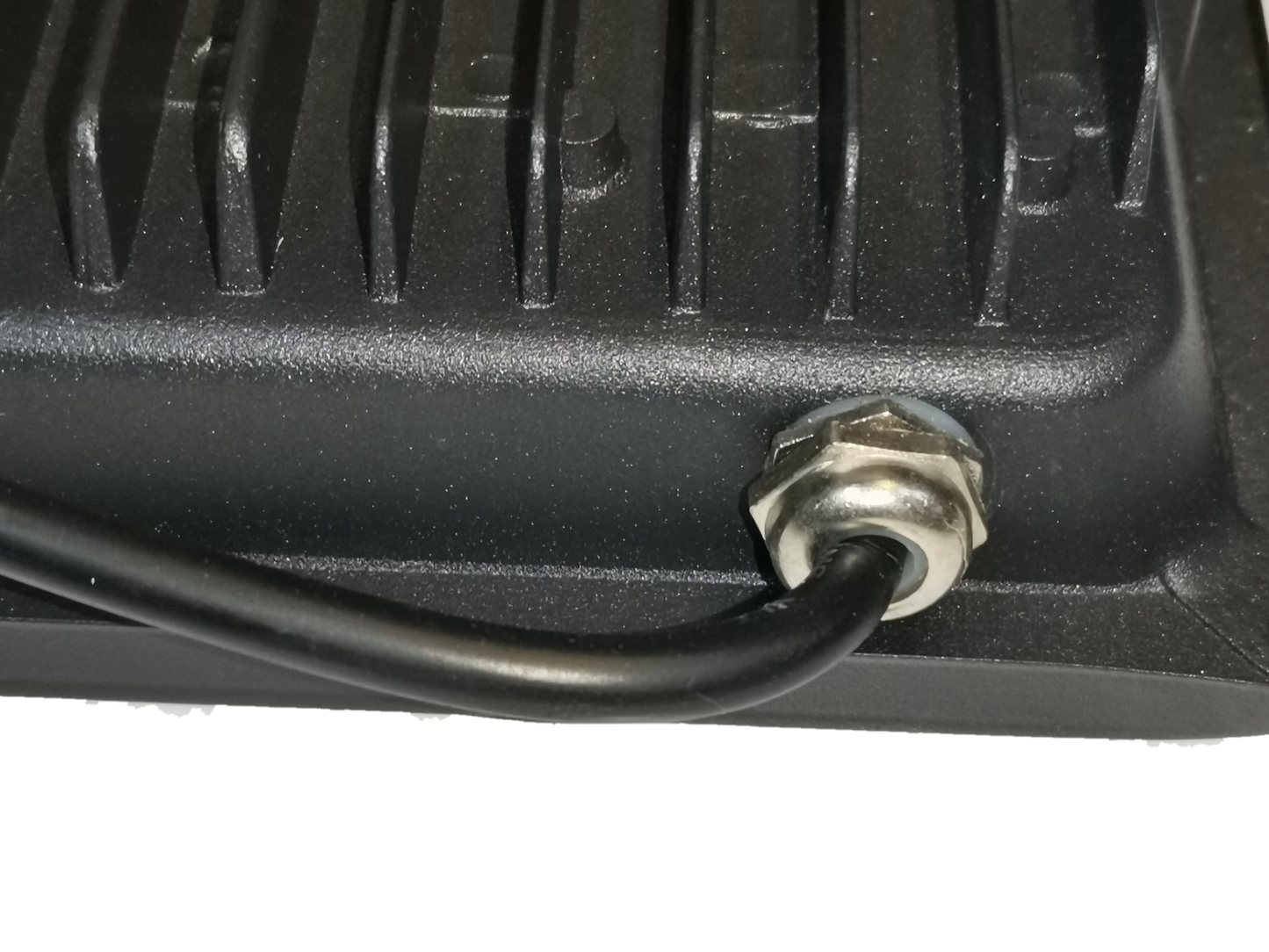 Close-up of the cable connection on the 20W Denko daylight LED floodlight 220V black outdoor light fixture