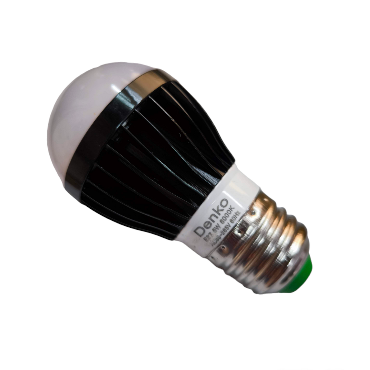 Denko 5W LED bulb E27 220V with black heat sink and silver screw base energy-saving light bulb