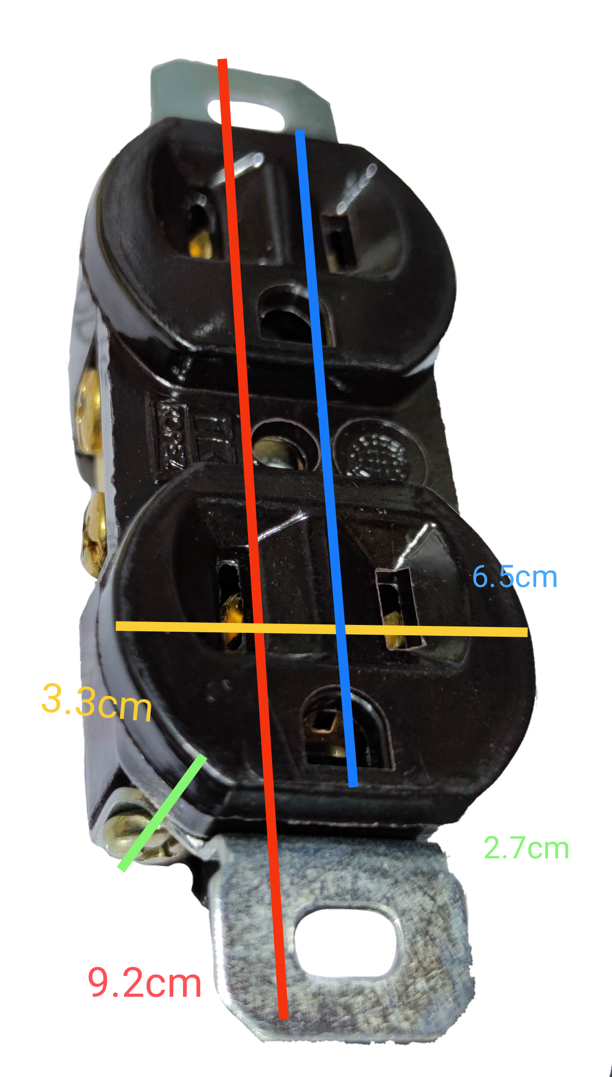 Kopez duplex flat pin outlet with ground in black for electrical power points and switches