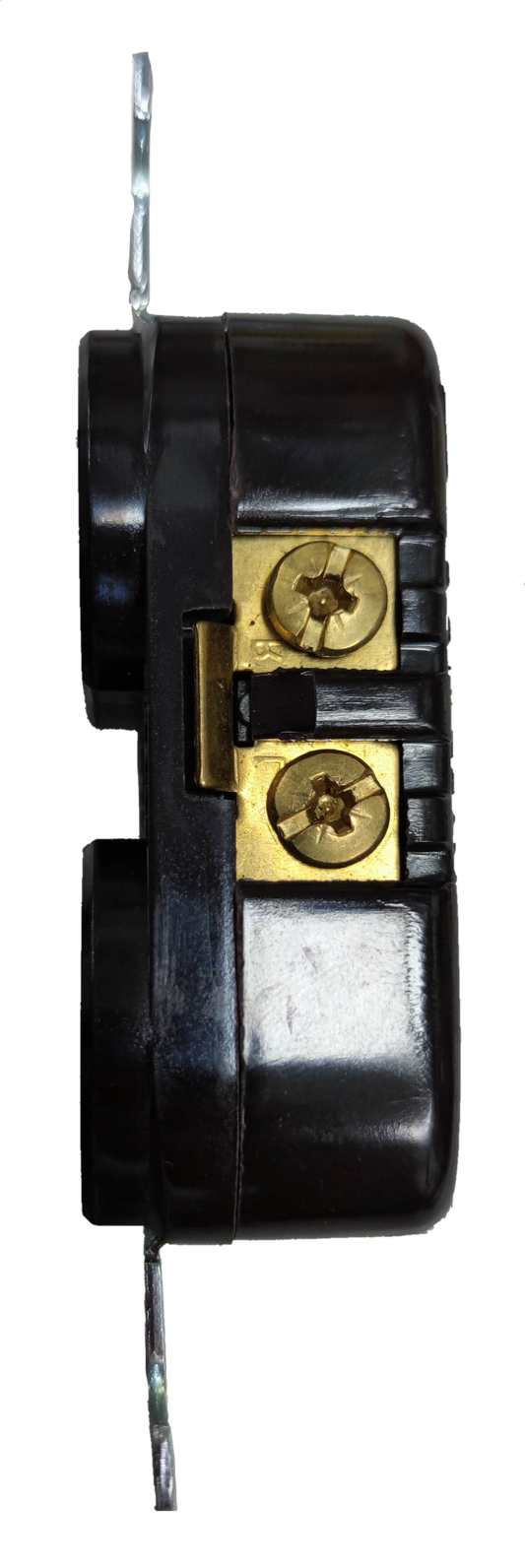 Eagle 2 Gang T-Slot Outlet 15A 250V black power point with brass screw terminals