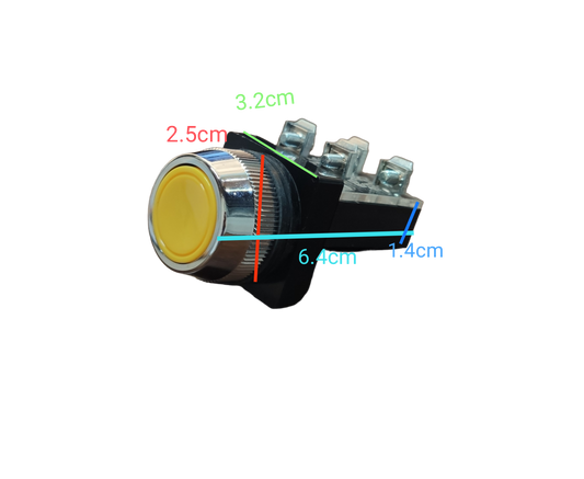 Push Button Switch Yellow 25mm 6A 2NO/2NC