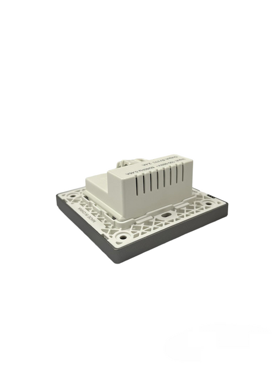 Opple Duplex Universal Outlet Square Gray 16A 250V with 2 Gang USB-A 5V 2.4A Outlet with Plate Cover and Square Utility Box F021685 H1G06