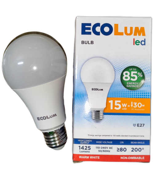 Ecolum 15W LED bulb E27 warm white with 1425 lumens for energy-efficient lighting
