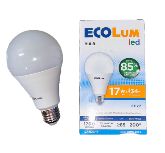 Ecolum 17W 220V LED bulb E27 daylight with energy saving and bright white light
