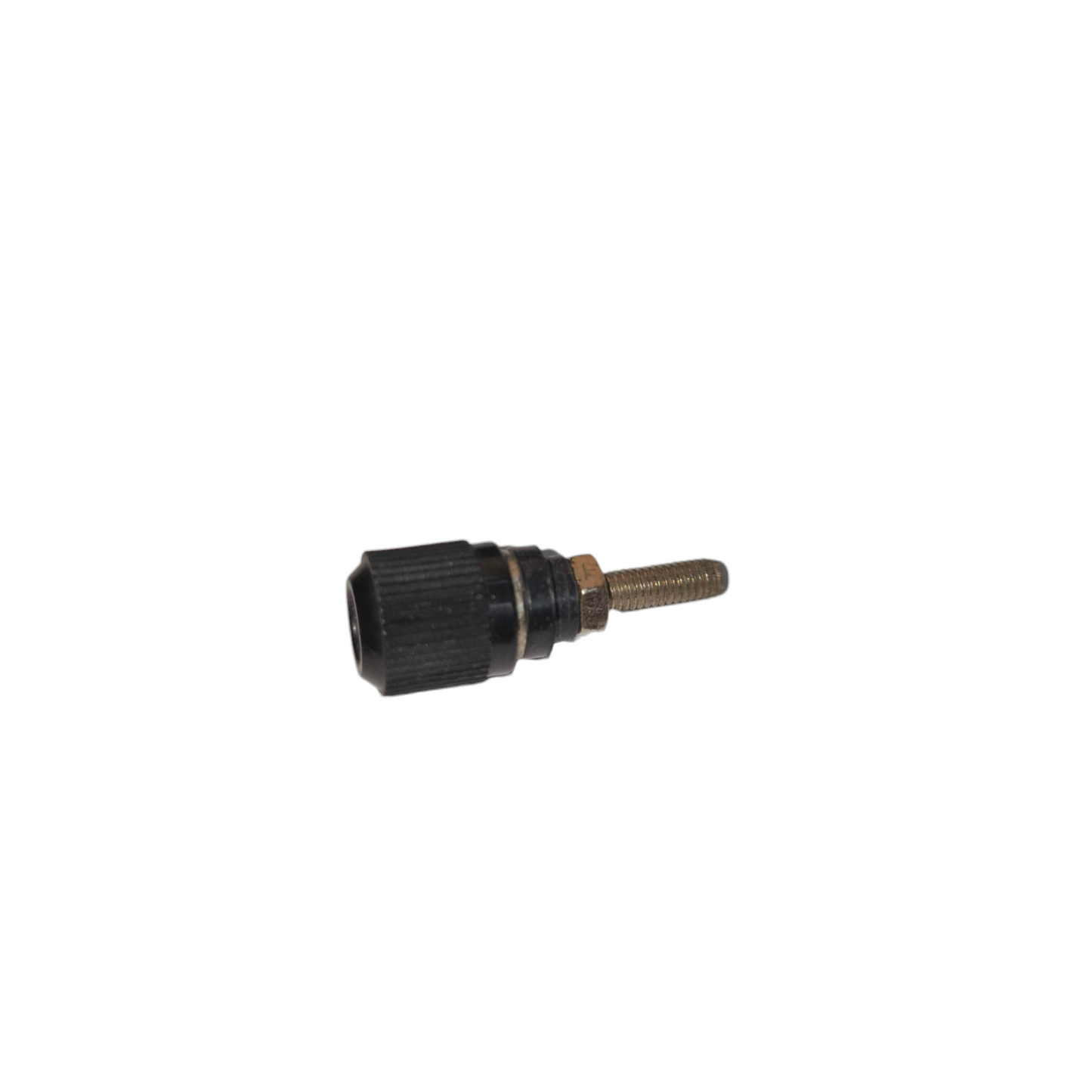 Black electrical binding post for school projects with threaded metal connector from local vendor