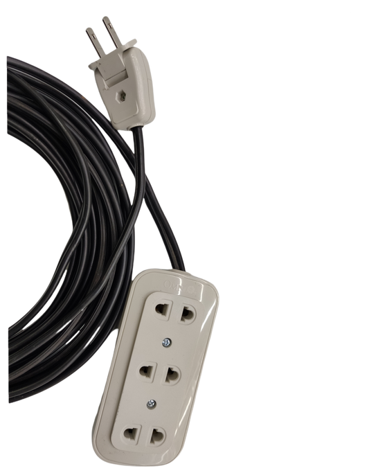 Omni Extension Cord 2200W 10A black power cord with three outlets for multiple device connections