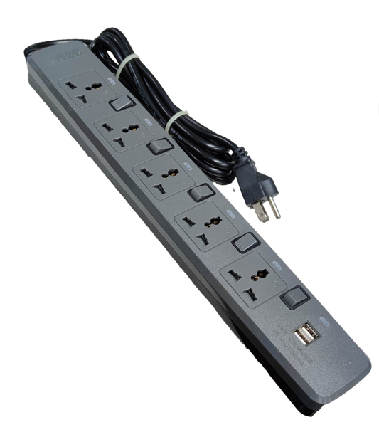Electx Electrical Supply extension cord with usb ports featuring multiple universal outlets and power switches