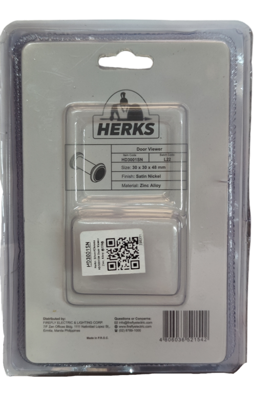 Door Viewer Wide 30 x 30 x 48 mm Satin Nickel, Peek Hole, Door Hole HD3001SN ( Herks) Peep Hole