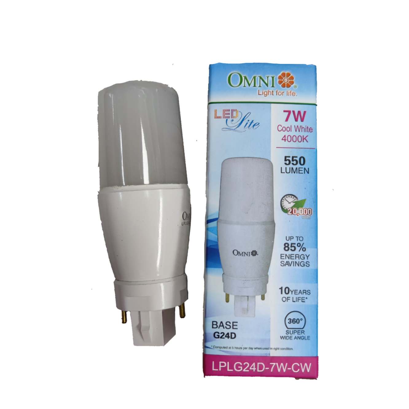 Omni LED 7W Pinlight G24D Socket Cool White 220V