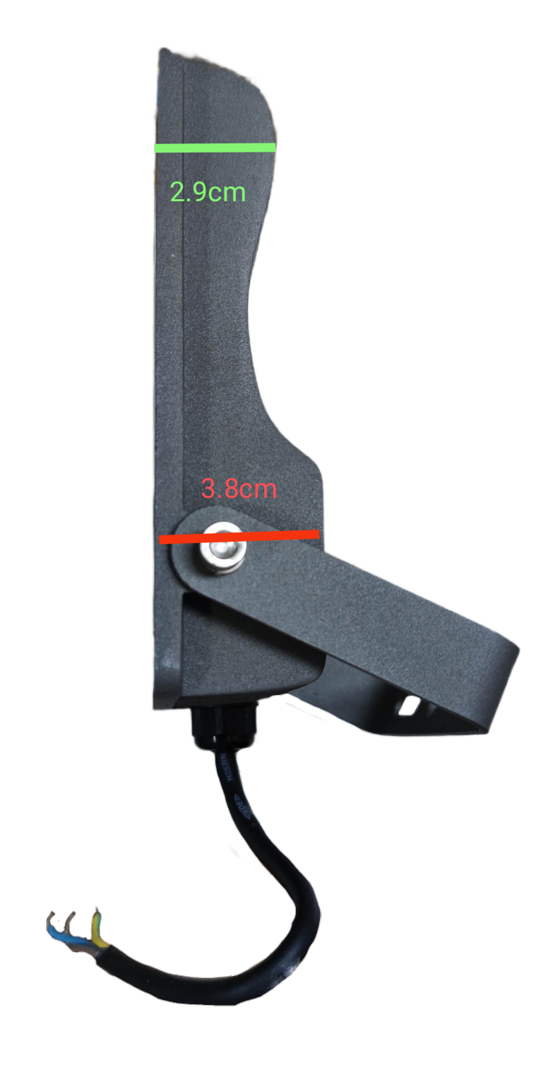 Firefly 30W LED Floodlight 220V Daylight with a side view showcasing its sleek design and mounting bracket