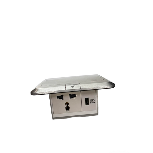 T&J Floor Universal Outlet with USB featuring multiple international sockets and USB charging port