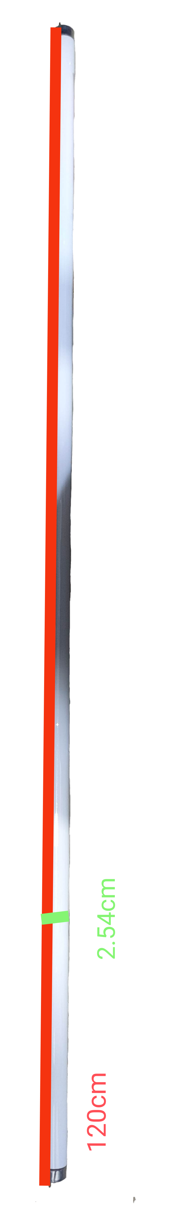 GE 36W T8 Fluorescent Tube 3000K with measurements of 120 cm length and 2.54 cm diameter