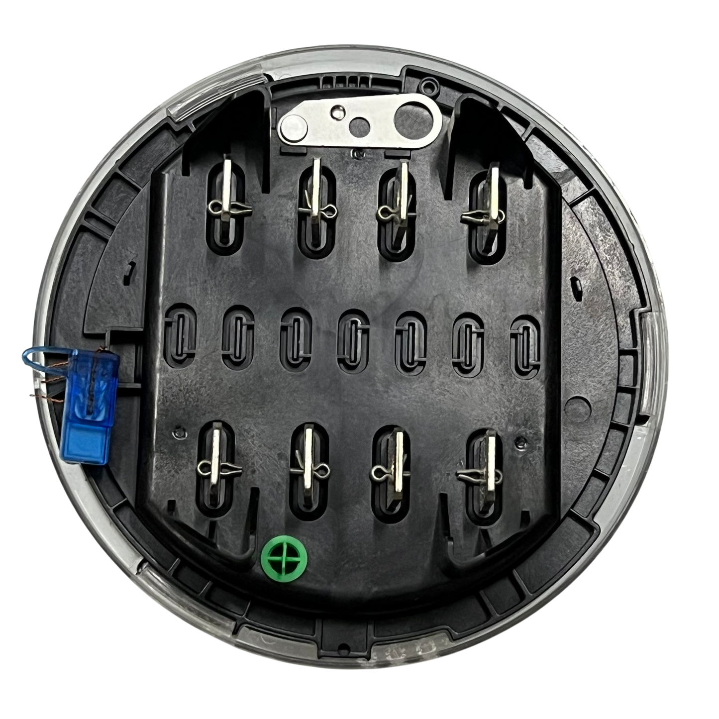 Aclara KV2C FM45S KWH Electric Mete round electrical trade tool with metal terminals and blue security seal