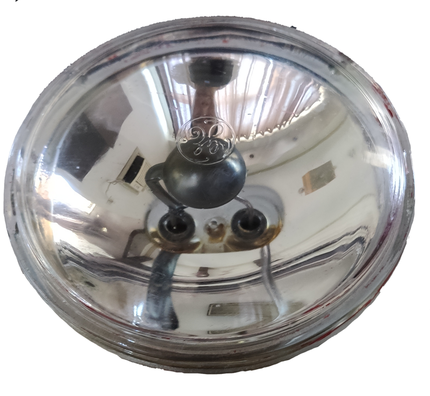 GE sealed beam 12V 30W spotlight incandescent bulb with reflective glass and GE logo