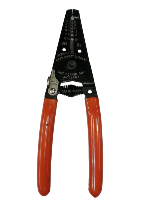 150mm electrical wire stripping tool with red handles for cutting and stripping copper wires