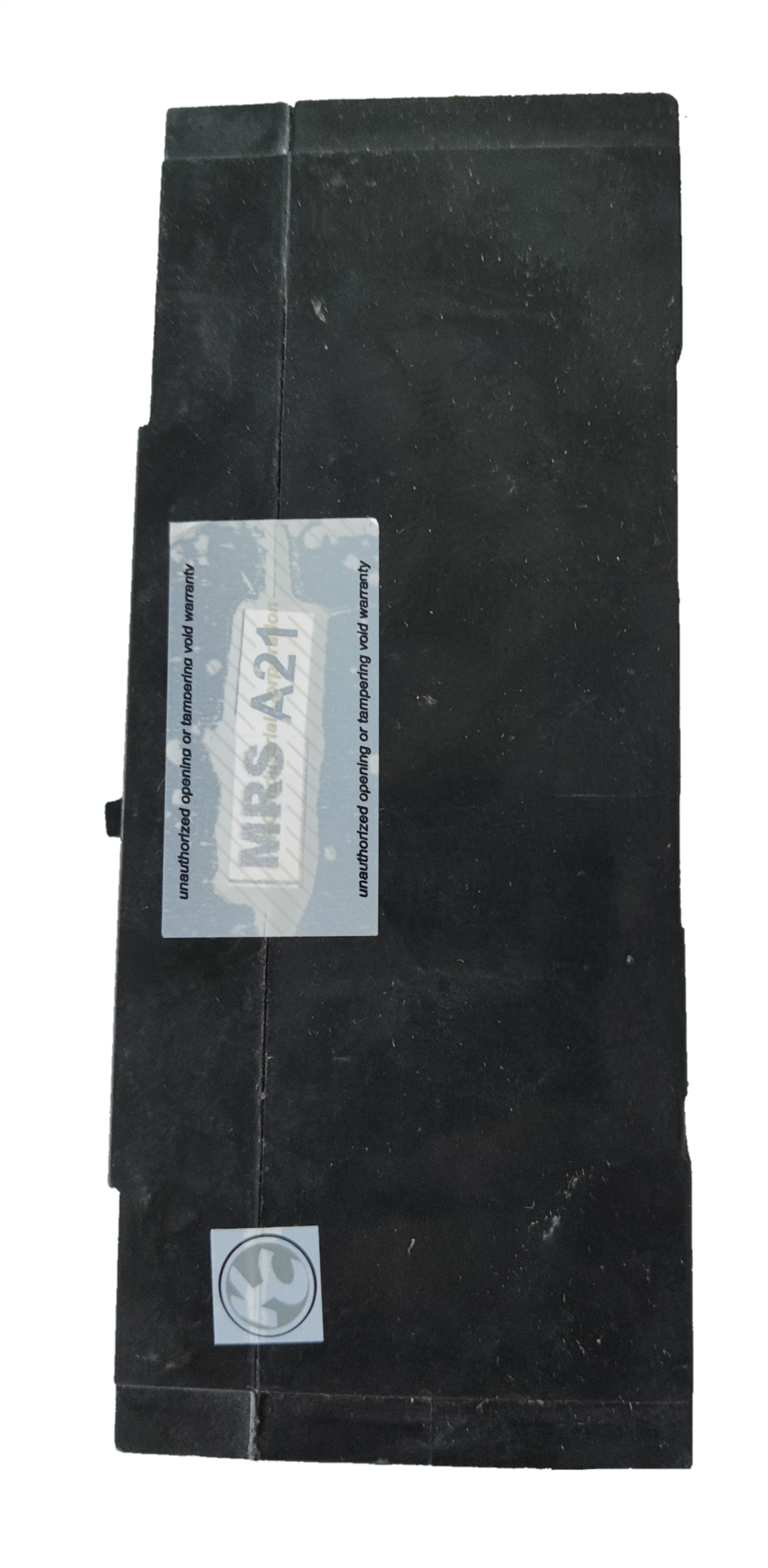 GE 150A 3 Phase 3 Pole Circuit Breaker 220V black electrical component with label MRS A21