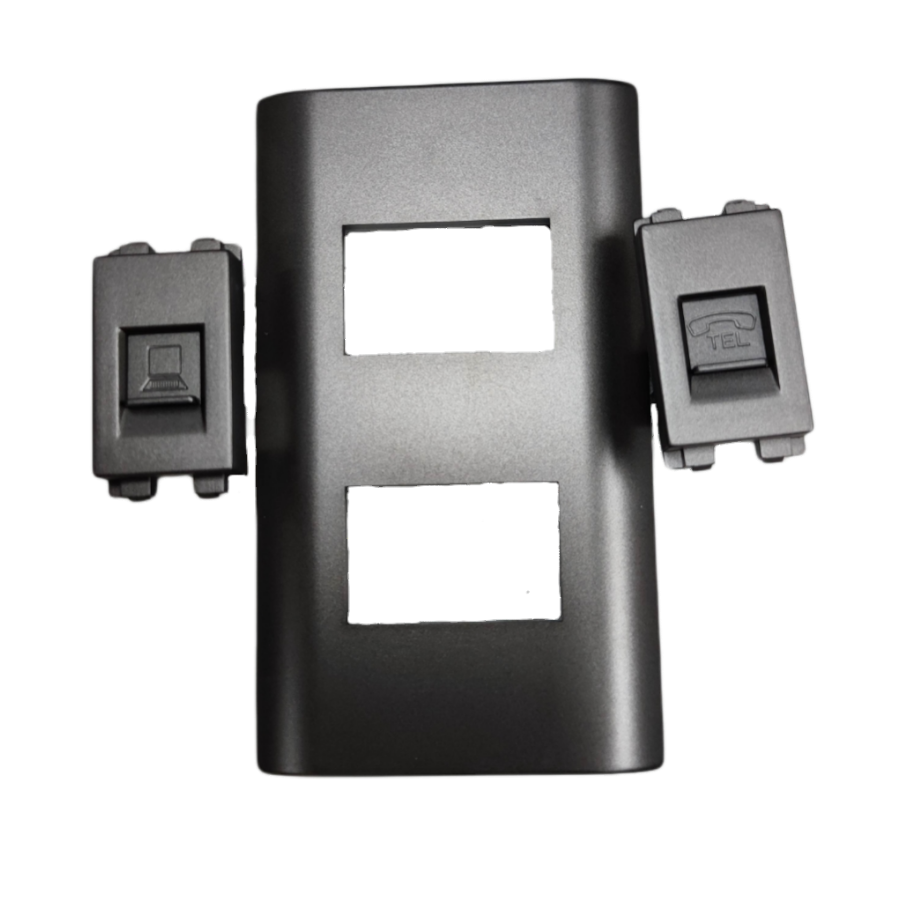Royu 2 Gang Telephone and LAN Outlet modular plate with separate LAN and telephone connectors