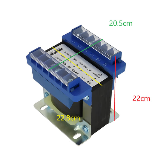 Wixim 5000VA Control Transformer in blue with metal mounting base and clear terminal covers