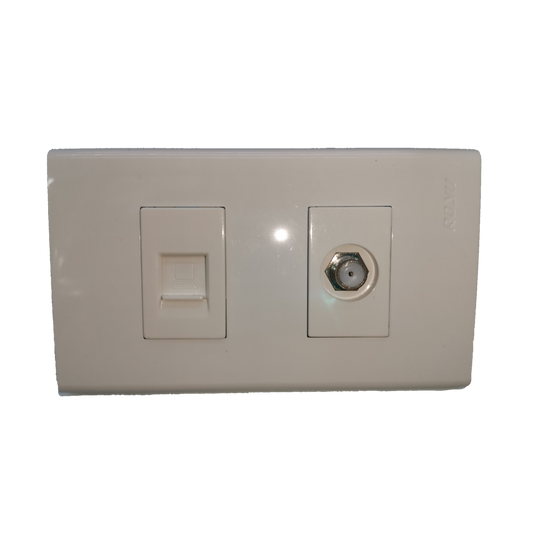 Royu LAN outlet and cable TV socket white electrical wall plate for home network connections