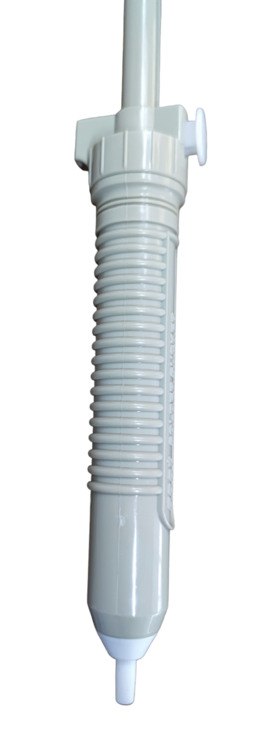 Goot Desoldering Pump Big white hand tool with ribbed grip and nozzle for electronics repair