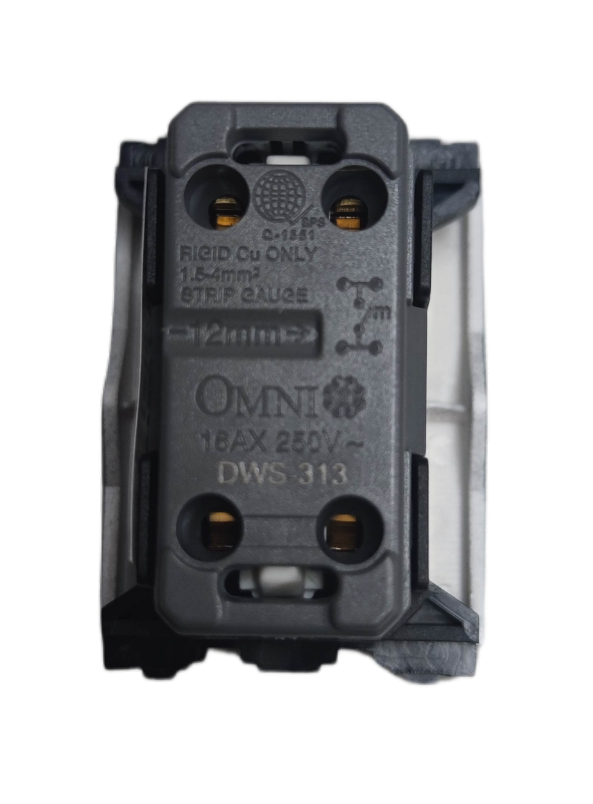 Omni graphite finish light switch 16A 250V 1 Way with durable design for efficient electrical control