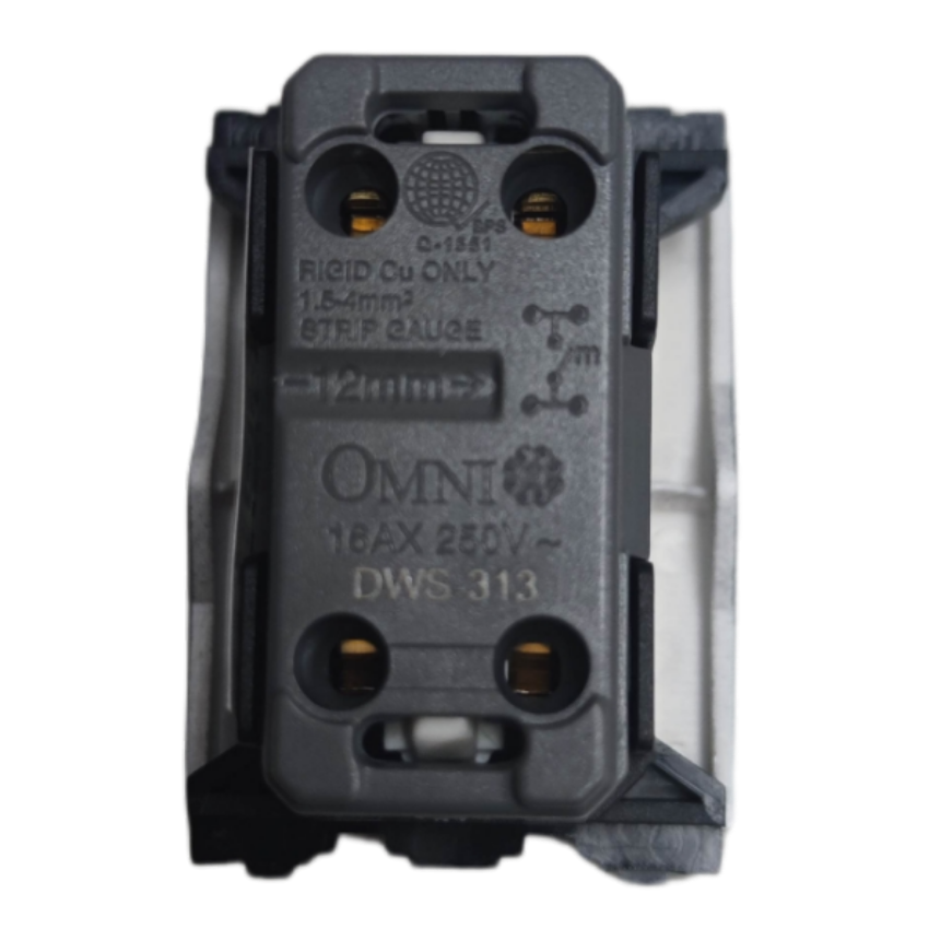 Omni graphite finish light switch 16A 250V 1 Way with durable design for efficient electrical control