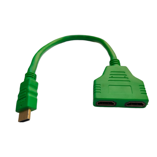 Green HDMI splitter 1 to 2 cable for connecting one HDMI source to two displays