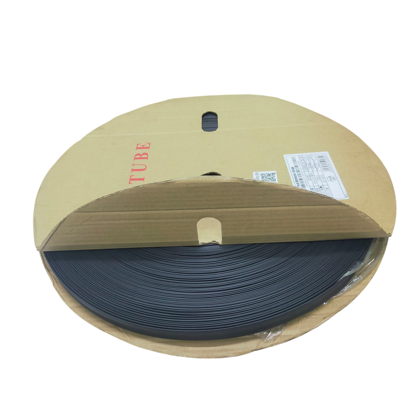 Roll of black cable management Heat Shrinkable Tube Black from China in cardboard packaging