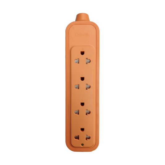 Omni heavy duty surface type outlet orange power strip with multiple sockets and safety features