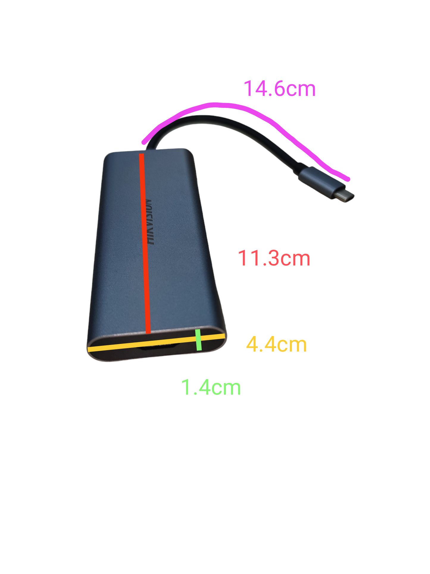 Compact USB-C to Multi-port Hub with short cable and multiple ports for connectivity from China