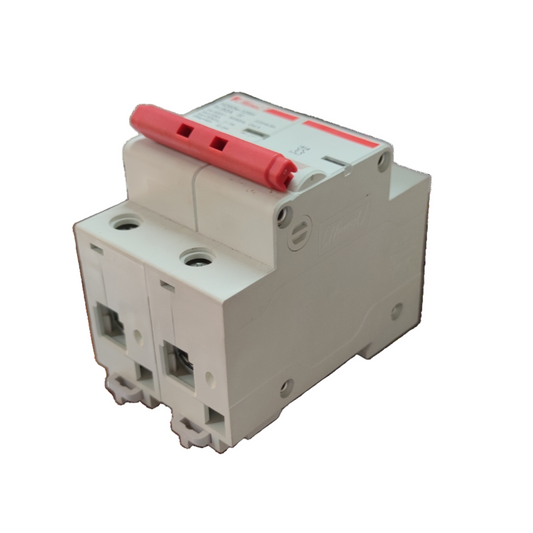 Himel 80A 2 Pole Miniature Breaker 10 Kaic white two pole DIN rail circuit breaker with red toggle