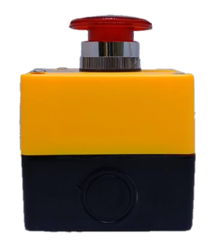 Auspicious illuminated emergency push button with red top and yellow black base power switch