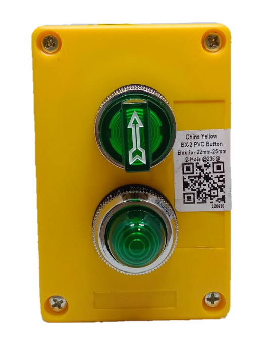 Auspicious illuminated selector switch green with yellow BX-2 PVC button box for power control