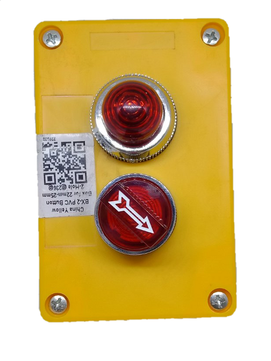 Auspicious illuminated selector switch with red indicator lights on a yellow mounting panel