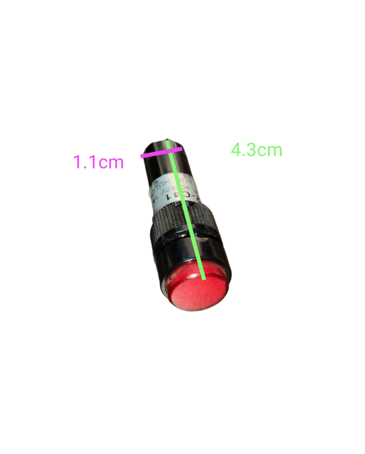 Koino Indicator Push Button Switch 10mm with red button and black casing for power points and switches