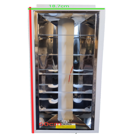 Tokina industrial aluminum reflector light with a rectangular reflective surface and grid frames