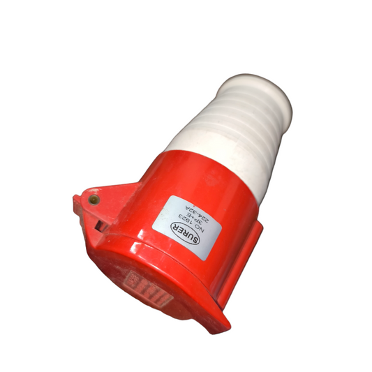 Surer Industrial Outlet Cord Connector Type in red and white for heavy-duty electrical connections