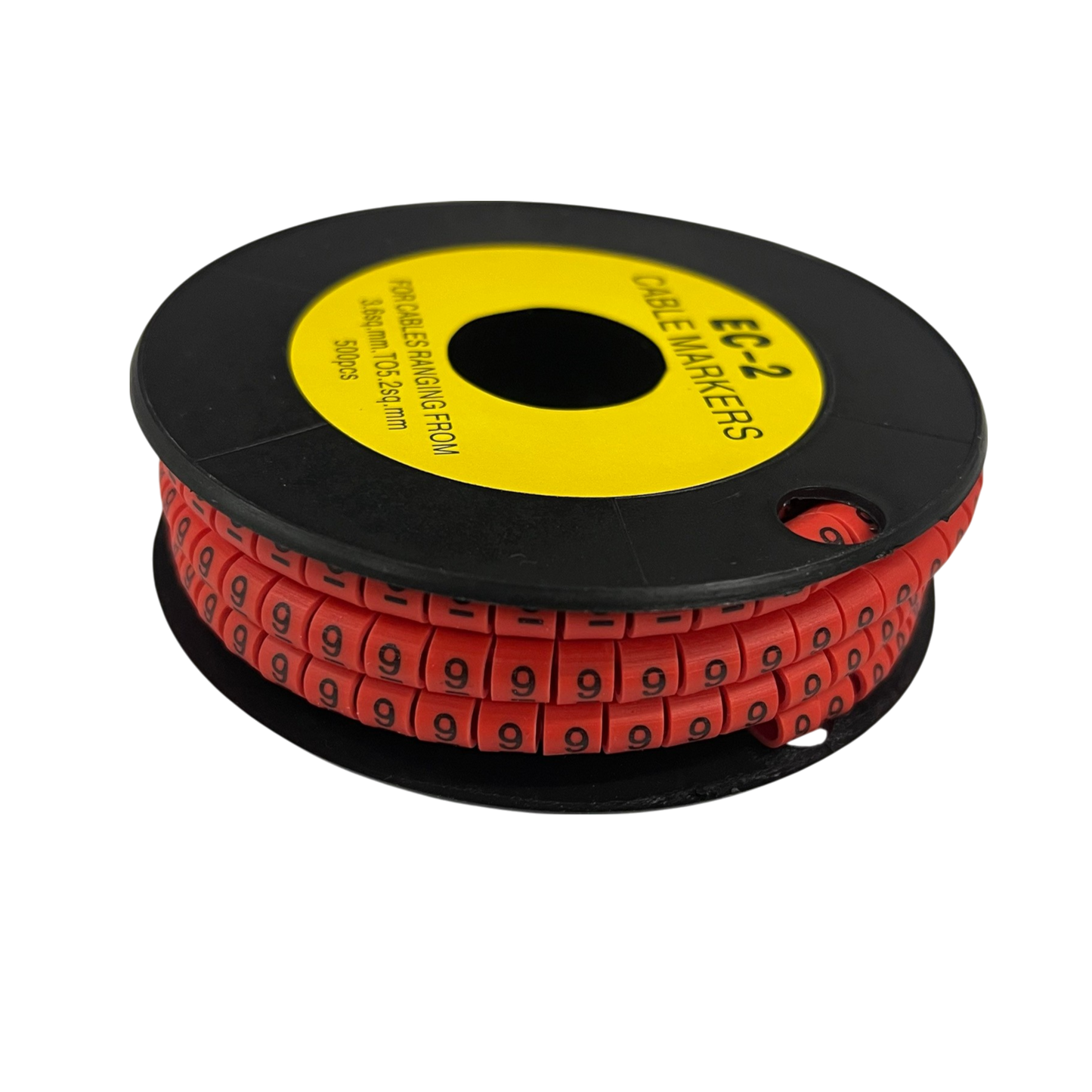 500pcs Cable Marker Red - 9 on a spool, ideal for organizing and labeling cables efficiently