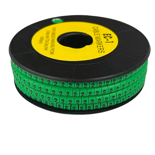 Grippes Cable Marker 2 Green spool of adhesive numeral 2 cable markers for wire identification