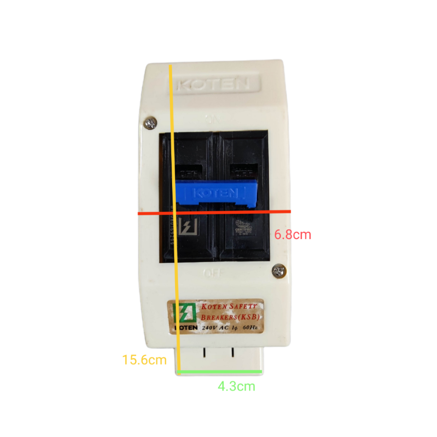 Koten 100A 2Pole Circuit Breaker with Enclosure in white and black with blue switch handle