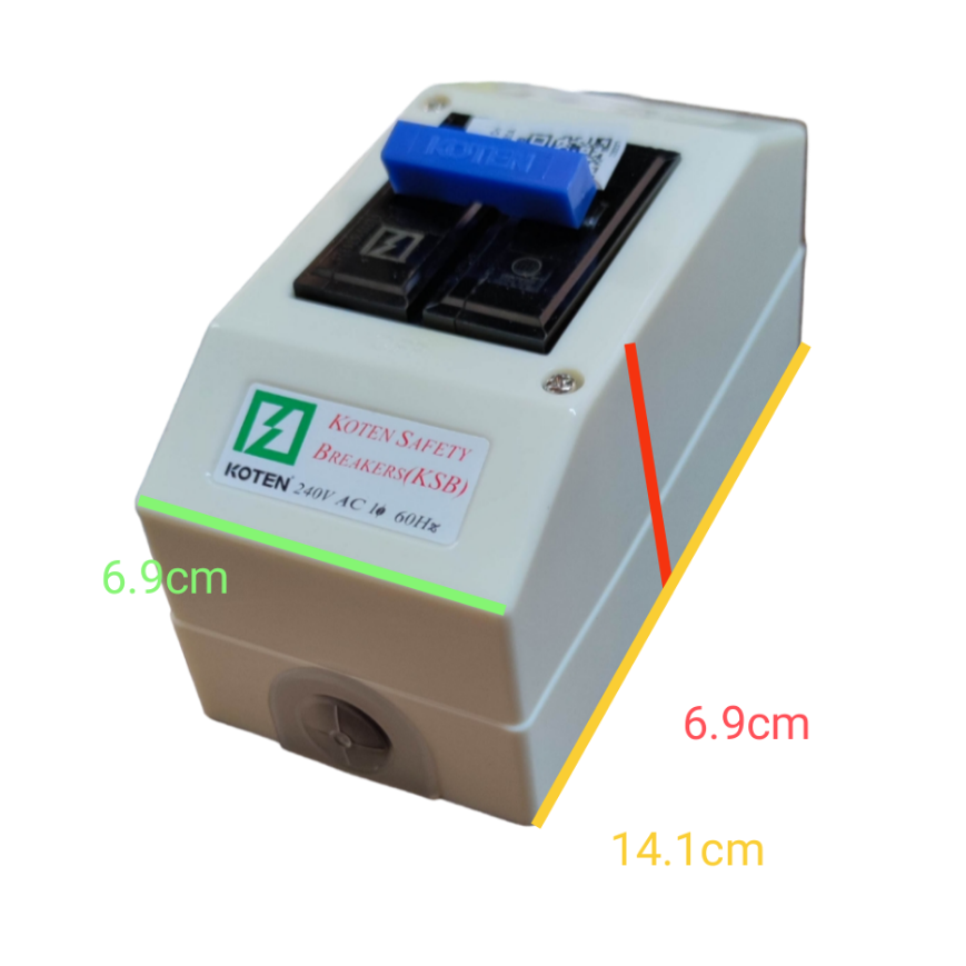 Koten surface mount plastic enclosure with blue toggle ECB KSB KSB40A2P 40A Circuit Breaker for mains