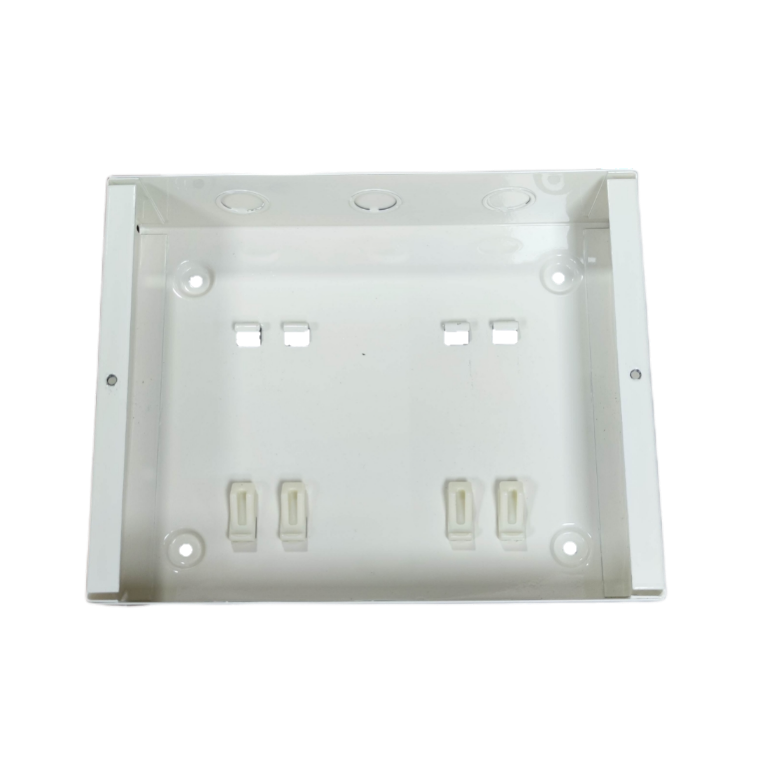 Koten MTS 2 pole circuit breaker housing in white with mounting slots for easy installation.
