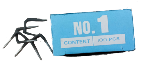 KS cable management insulated staple approximated pack with 100 pieces displayed on blue box