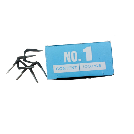 KS cable management insulated staple approximated pack with 100 pieces displayed on blue box