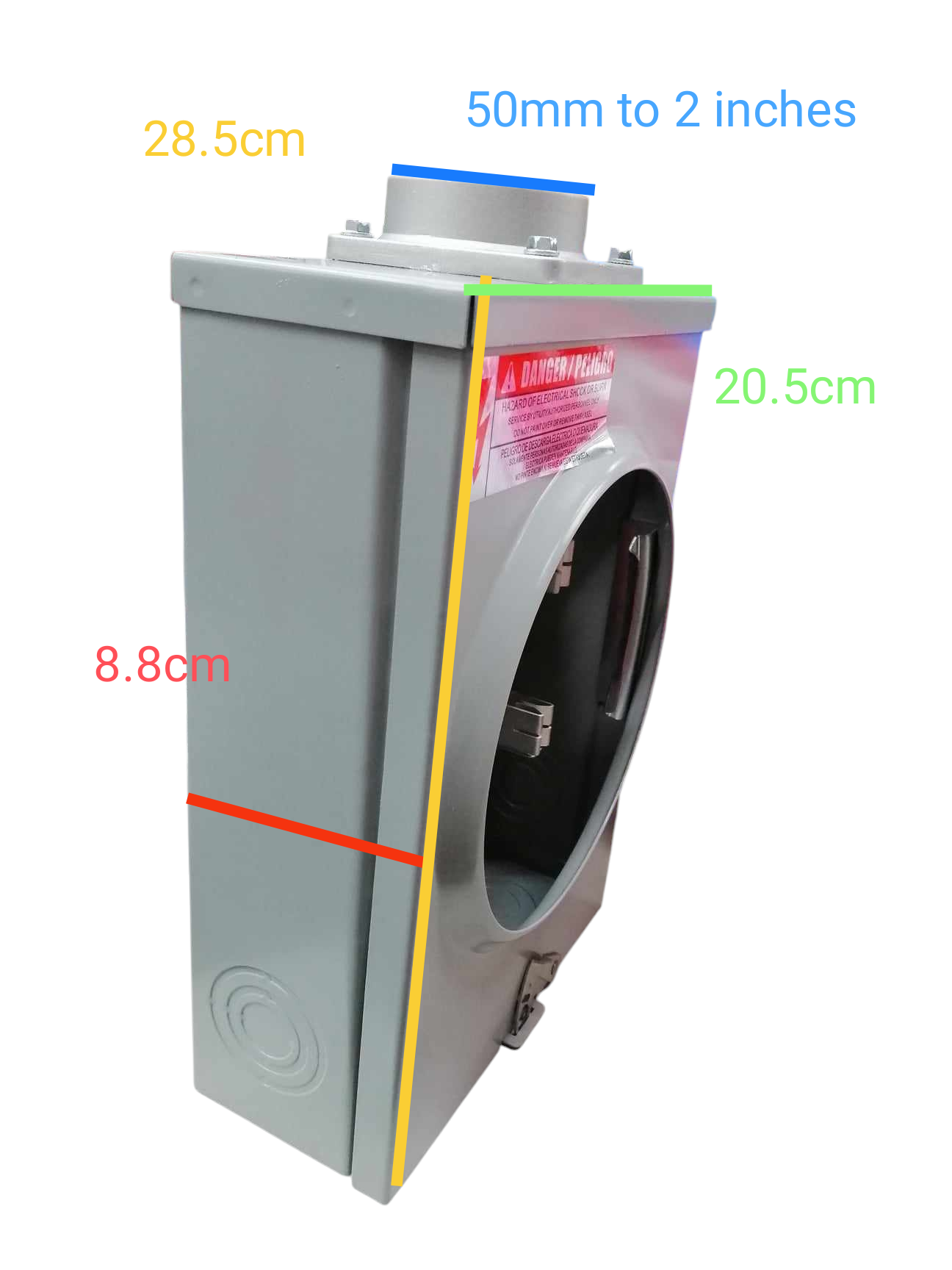 Cirtech KWH Meter Base 5 Jaws Square Type gray electrical enclosure with dimensions