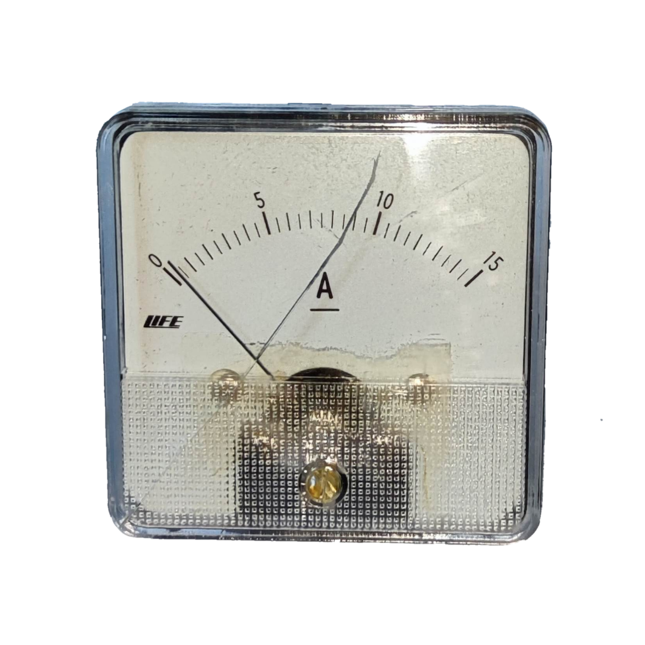 HEW Panel Meter 60mm x 60mm 52CA analog ammeter with 0 to 15 A scale and clear square plastic housing