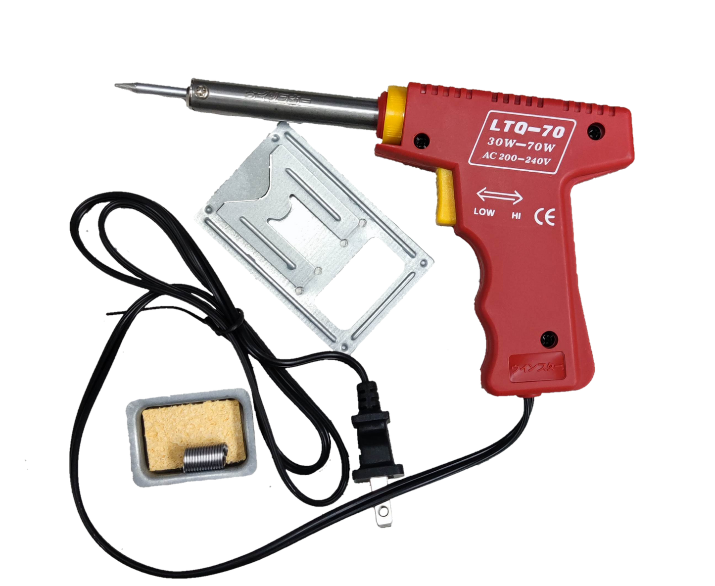 Winstar Soldering Gun 30W-70W 220V Dual Wattage with red handle and metal stand accessory