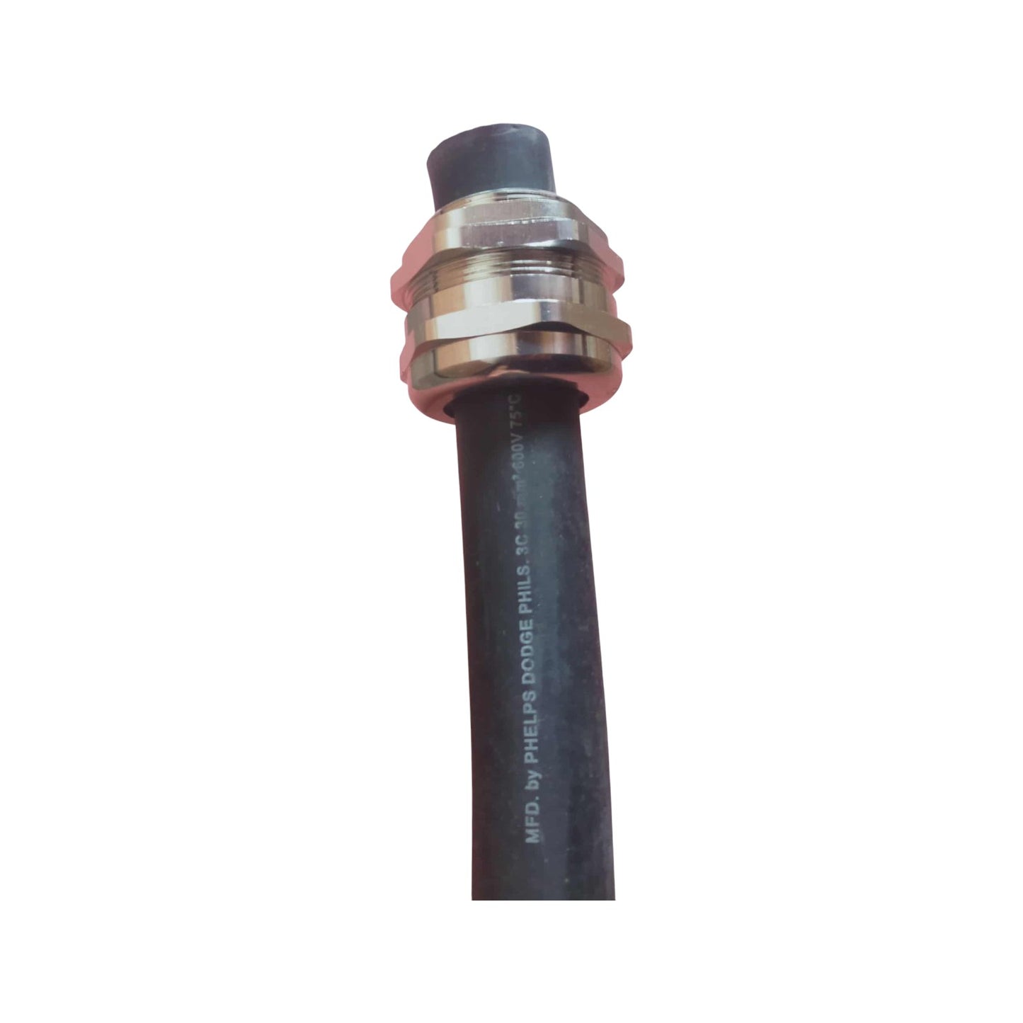 M40 nickel plated brass cable gland 22-32mm installed on a black cable for secure connections