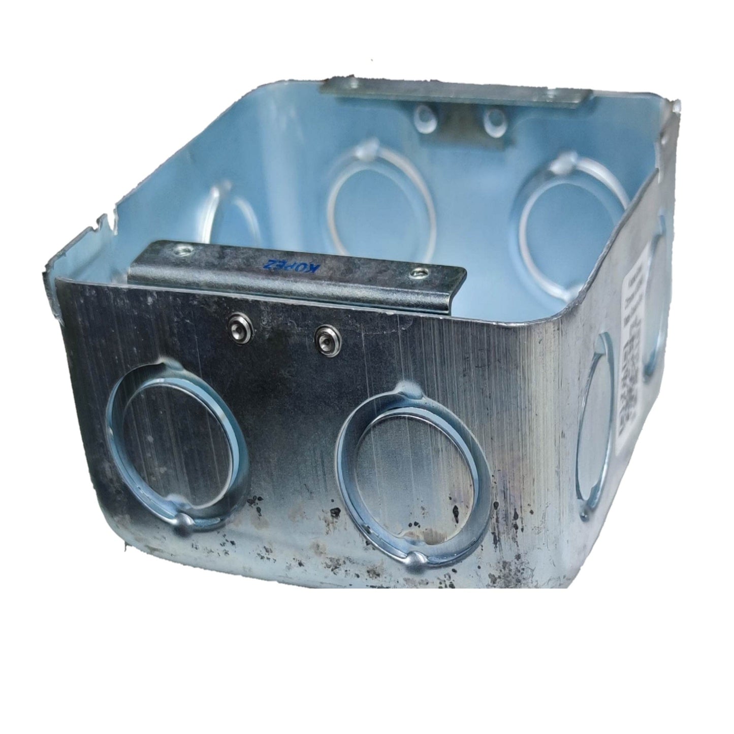 Kopez 4x4 metal junction box with multiple knockouts for electrical wiring installations